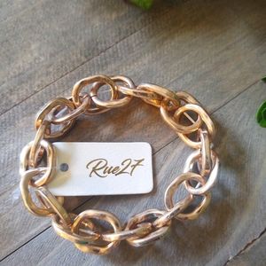 RUE 27 antique gold metal link bracelet.